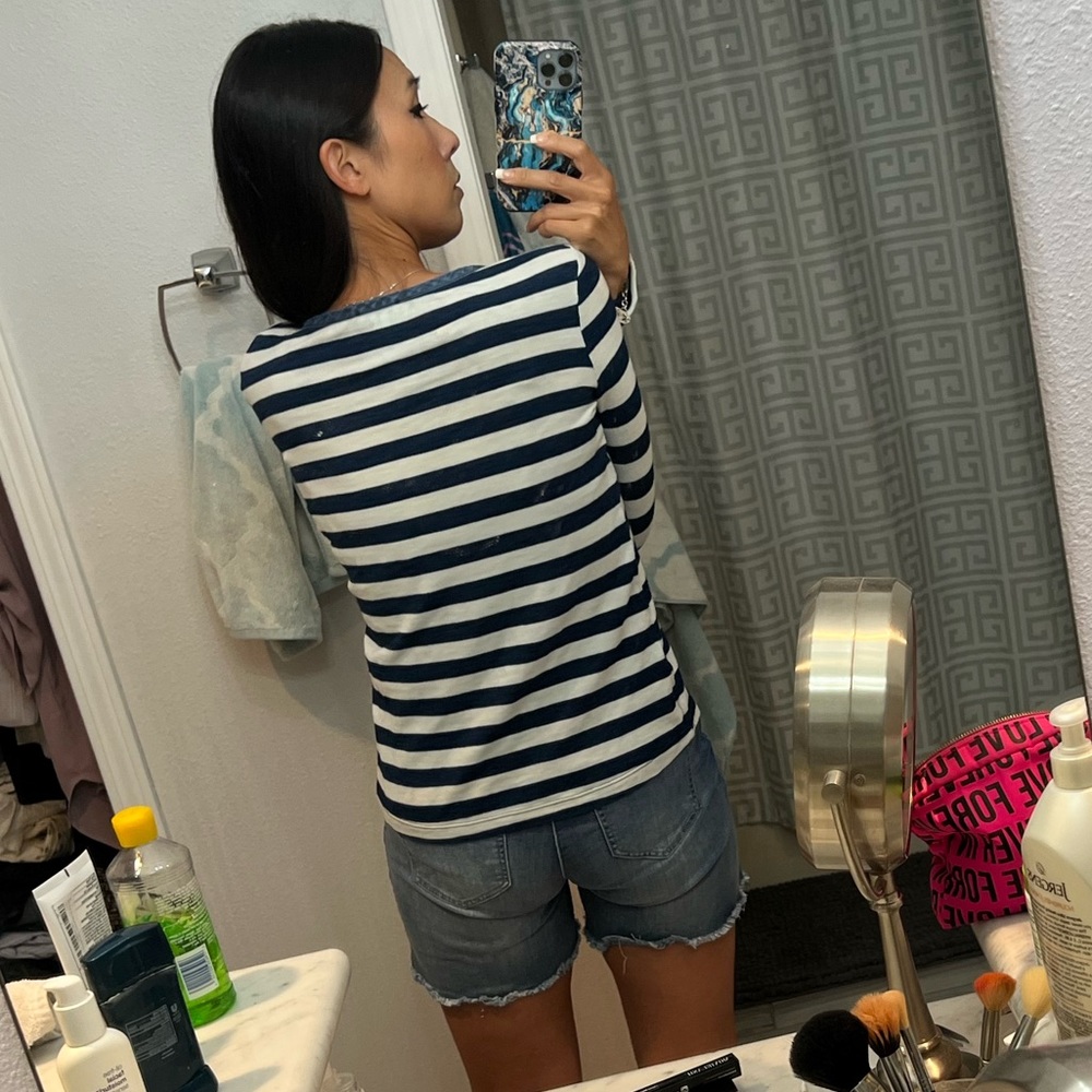 Nwot! Splendid Snap Button Striped Tee - image 3